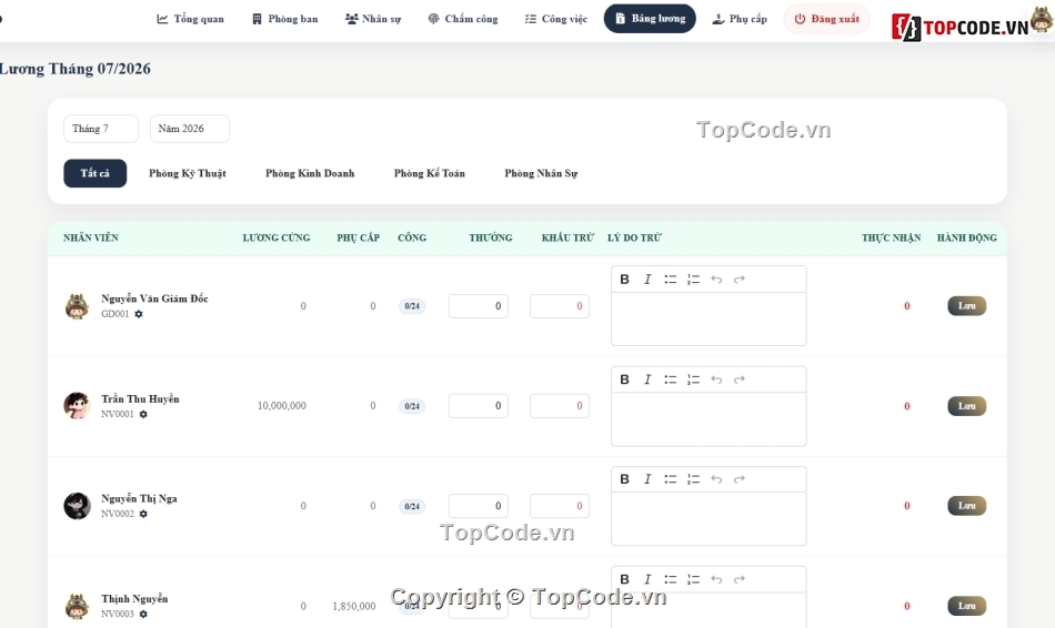 Website quản lý,quản lý nhân sự,hrm